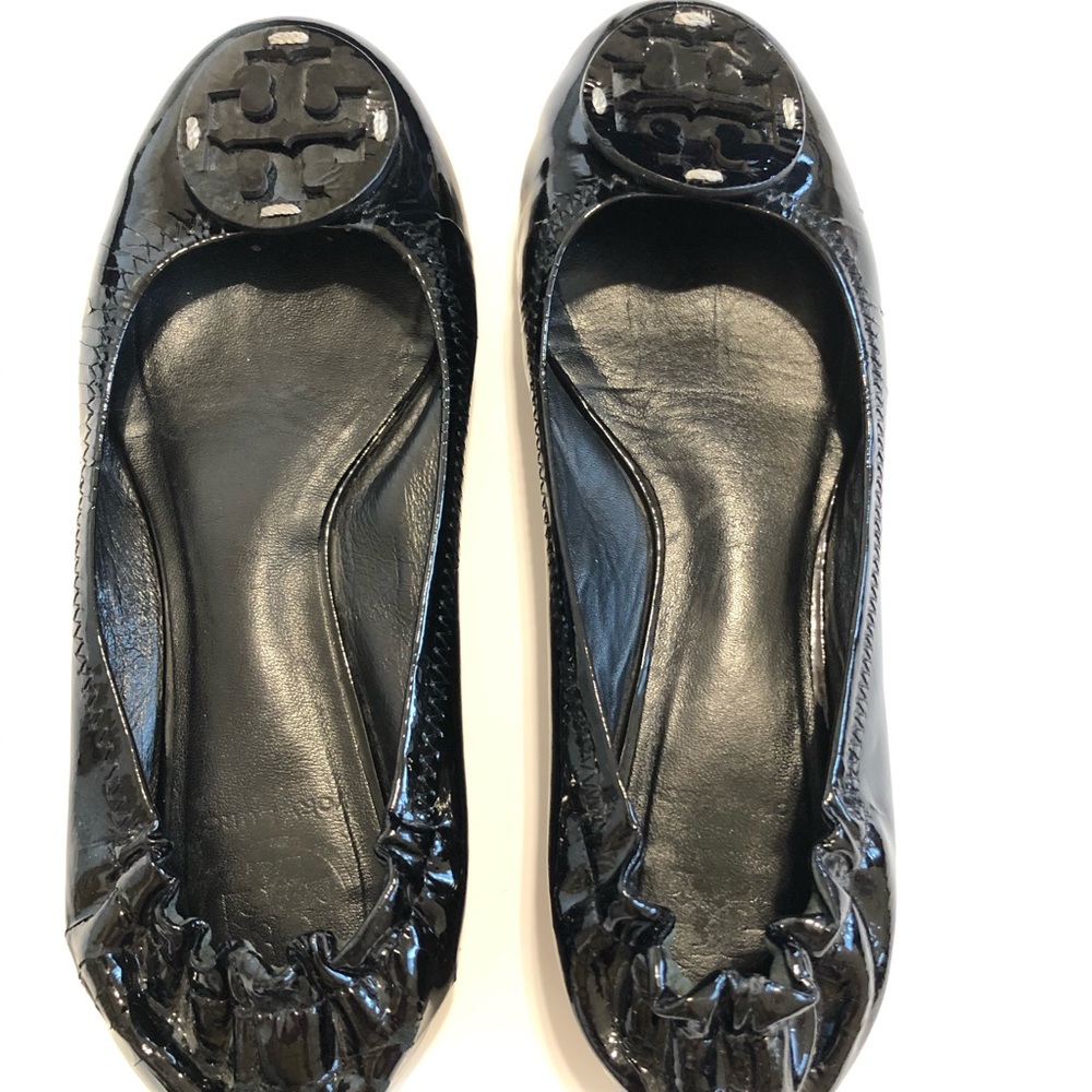 Tory Burch black pat leather ballet flats